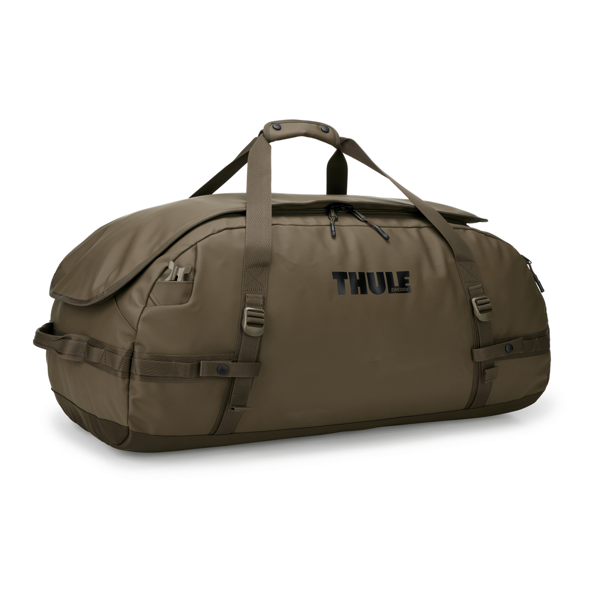 Thule Chasm Duffel - 90L / Deep Khaki - front three-quarter view
