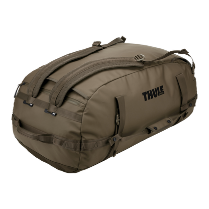 Thule Chasm Duffel - 90L / Deep Khaki - view with backpack straps visible