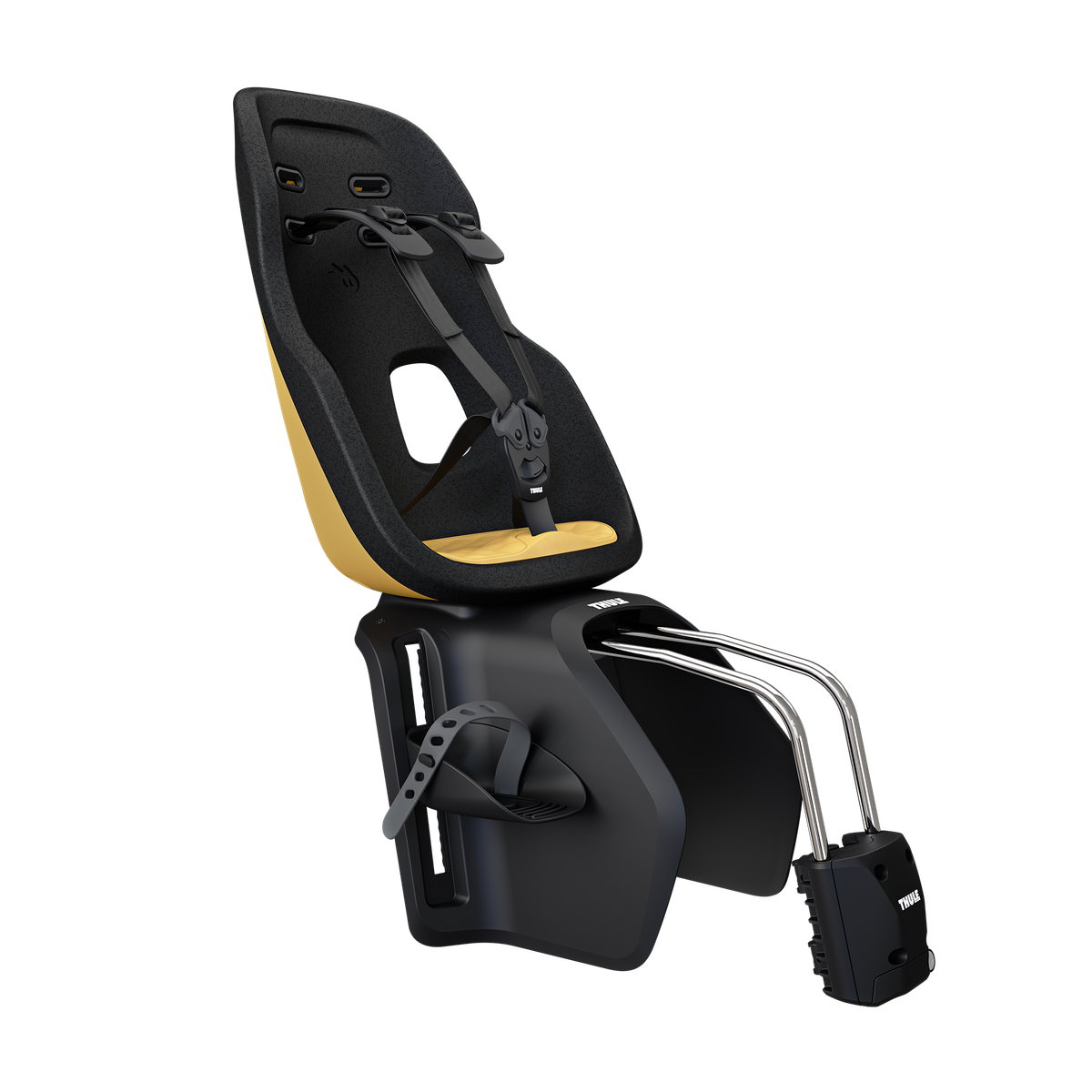 Thule Yepp Nexxt 2 Maxi Frame-Mount Child Seat - Burnished Yellow - front three-quarter view