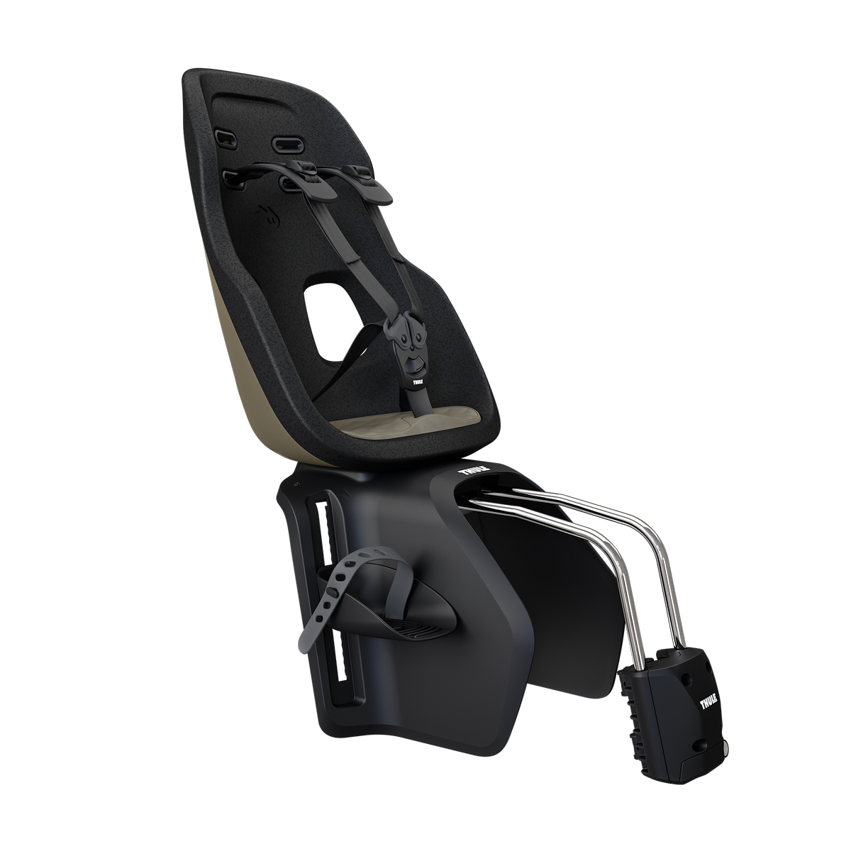 Thule Yepp Nexxt 2 Maxi Frame-Mount Child Seat - Deep Khaki - front three-quarter view