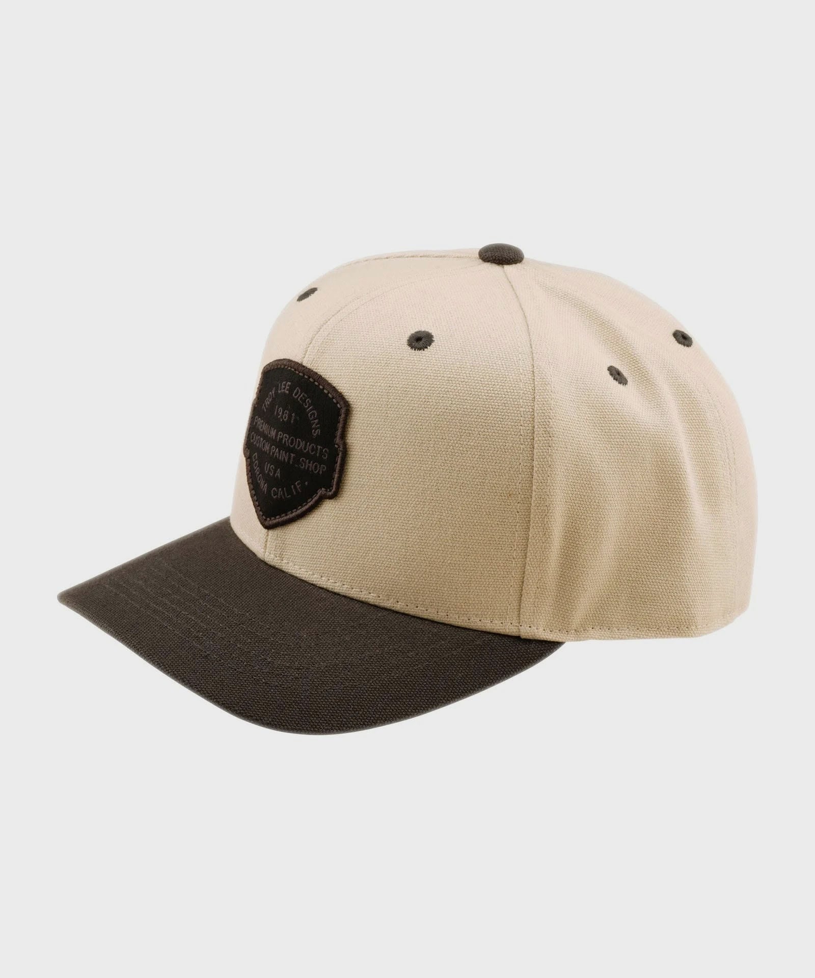 Troy Lee Designs Curved Snapback Hat 2026 - Pumice/Black - View 1 - BRINK