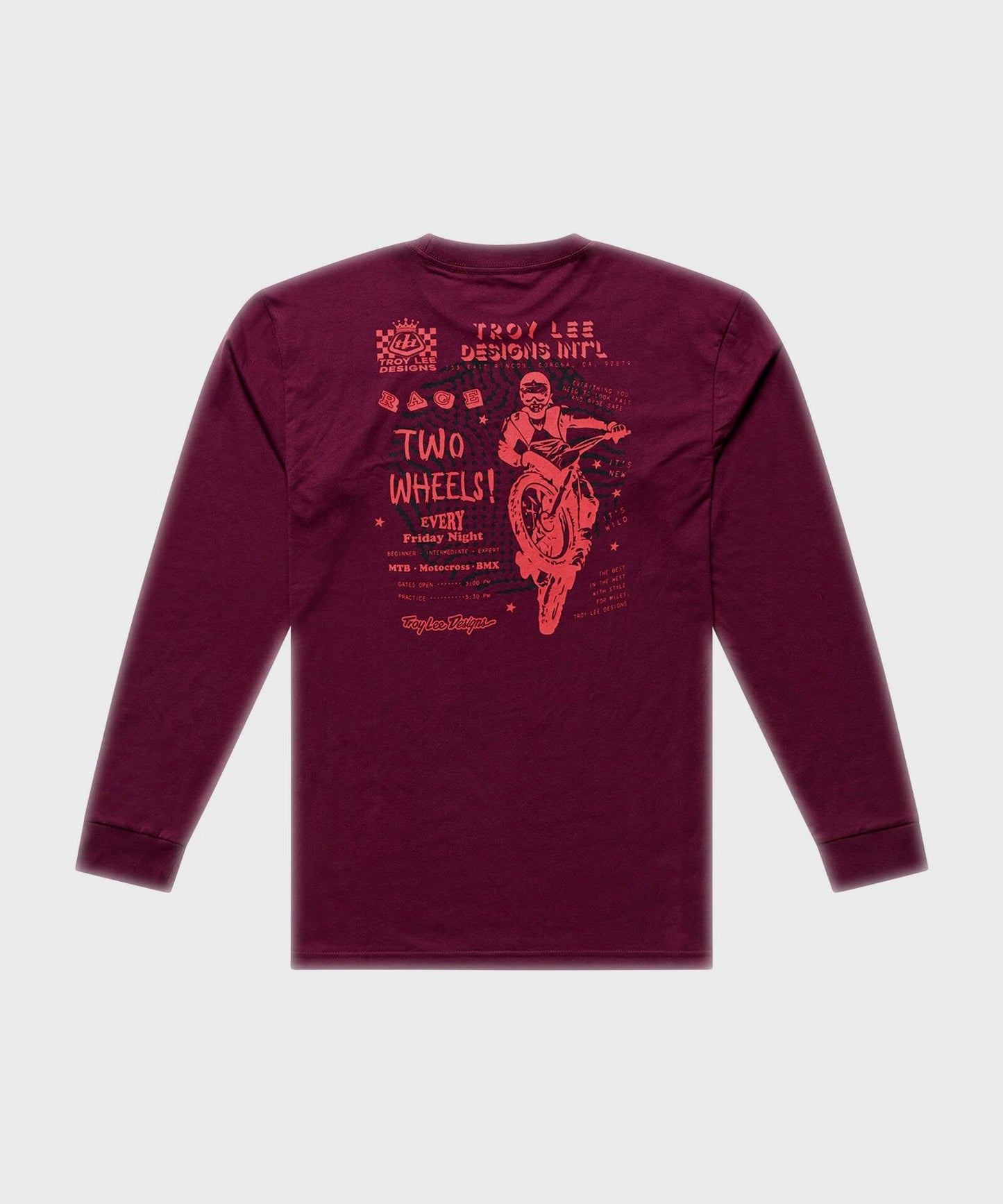 Troy Lee Designs Friday Night LS Tee 2026 - Sangria - View 2 - BRINK