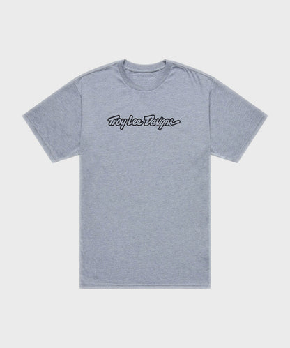 Troy Lee Designs Signature SS Tee 2026 - Grey Heather - View 1 - BRINK