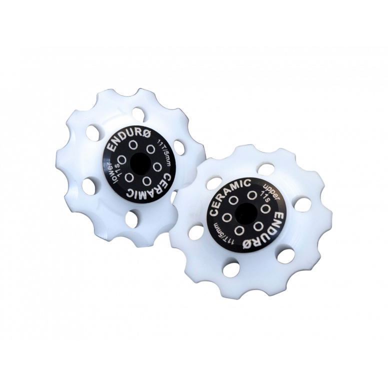 Enduro XD-15 Ceramic Jockey Wheels-Road - SRAM 9/10/11spd-White-BRINK