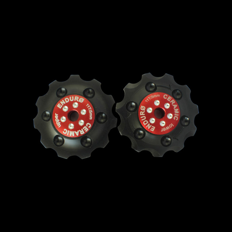 Enduro Zero Ceramic Jockey Wheels-Road - Shimano 9/10spd-Red-BRINK