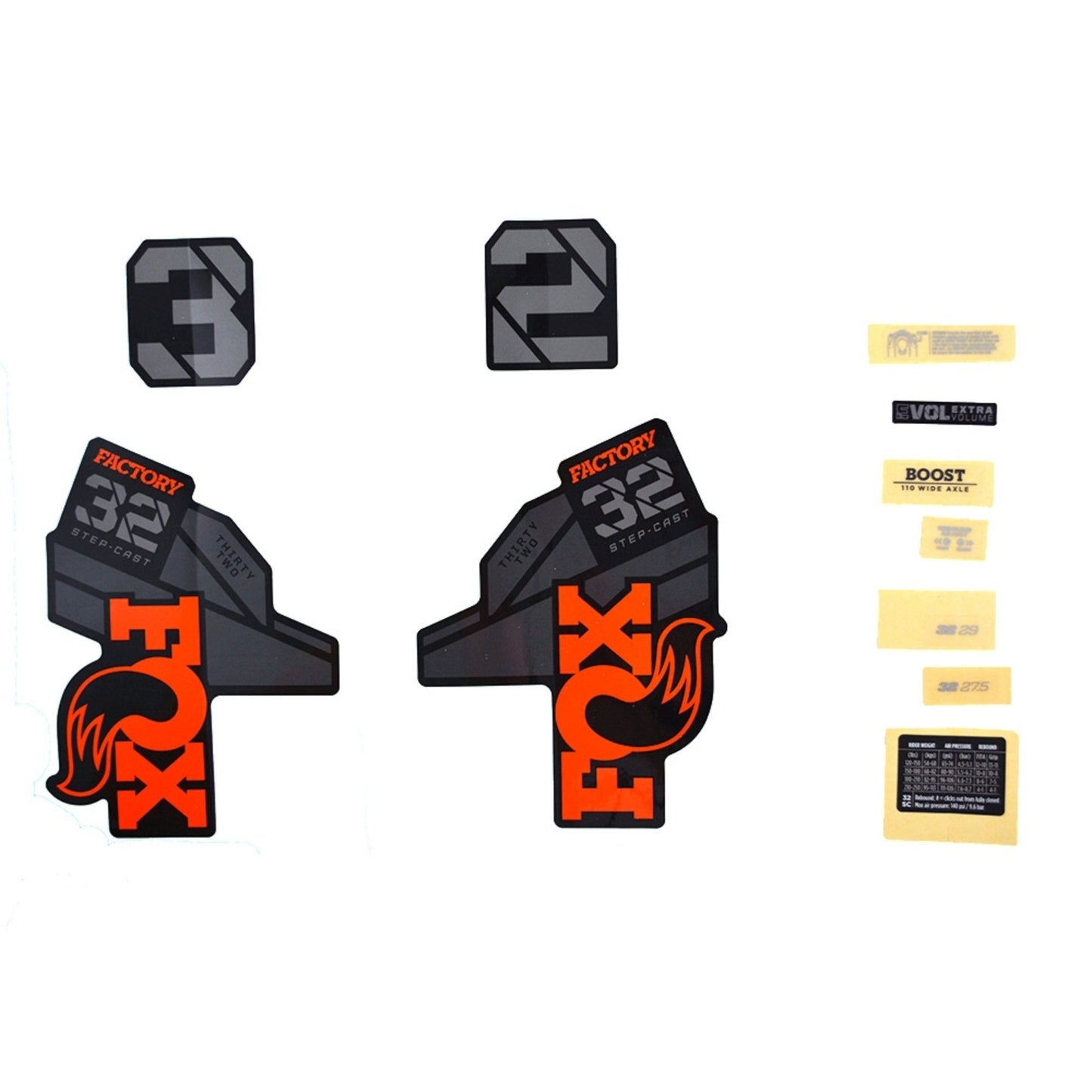 FOX Decal Kit-2021 32 SC F-S Orange/Black Logo Shiny Black Fork-BRINK