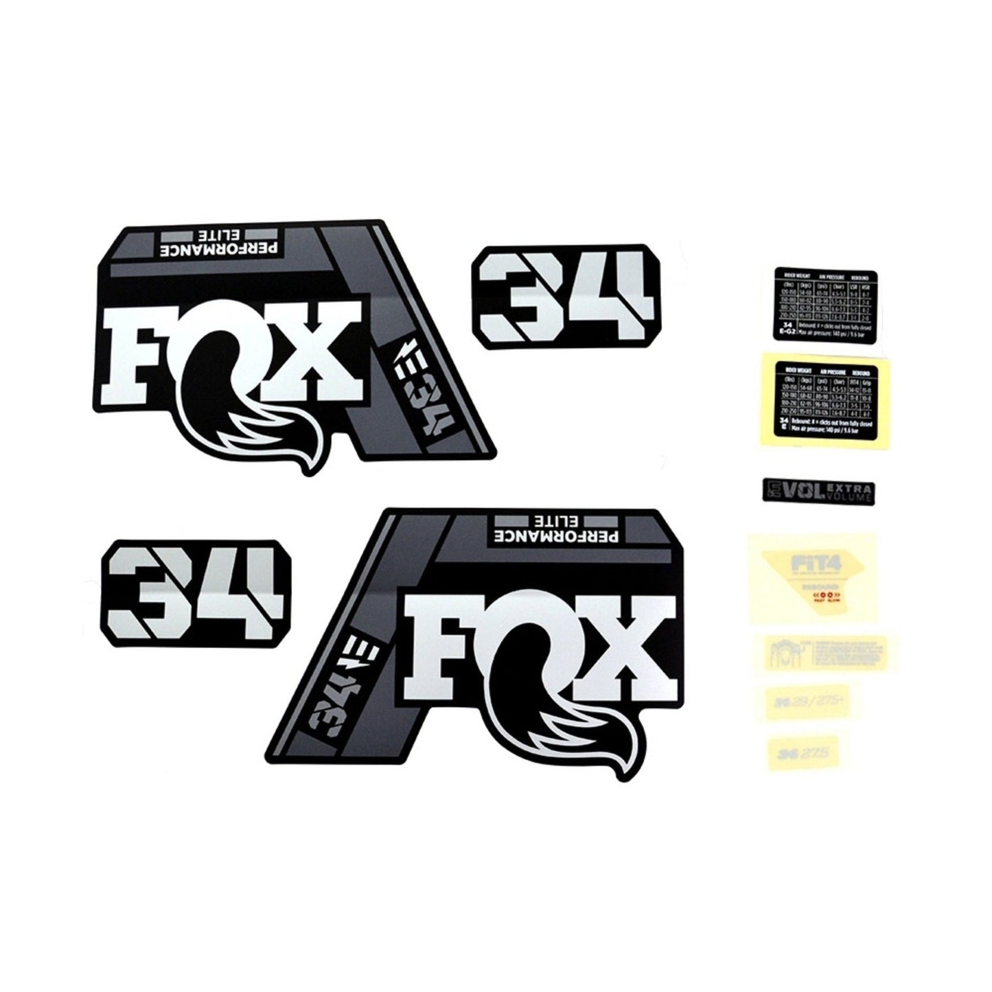 FOX Decal Kit-2021 34 SC P-SE Gray Logo Matte Black Fork-BRINK
