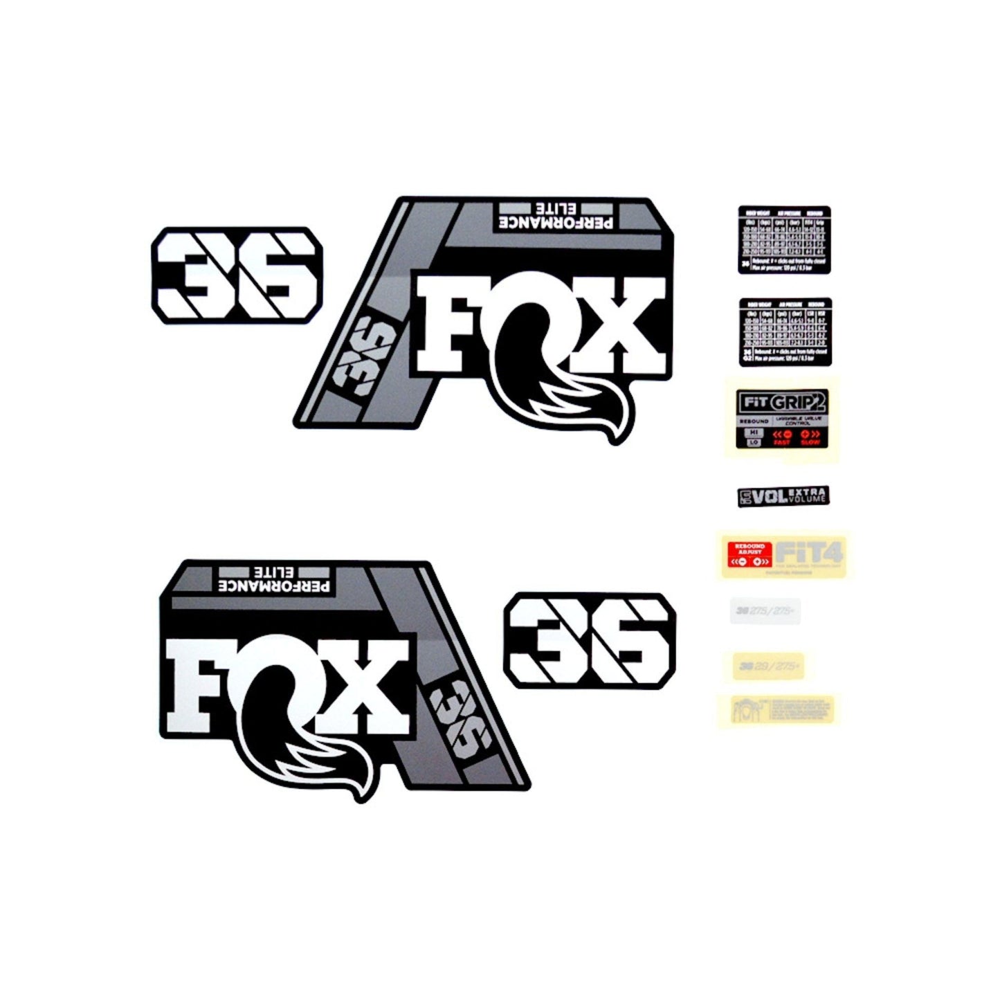 FOX Decal Kit-2021 36 P-SE Gray Logo Matte Black Fork-BRINK