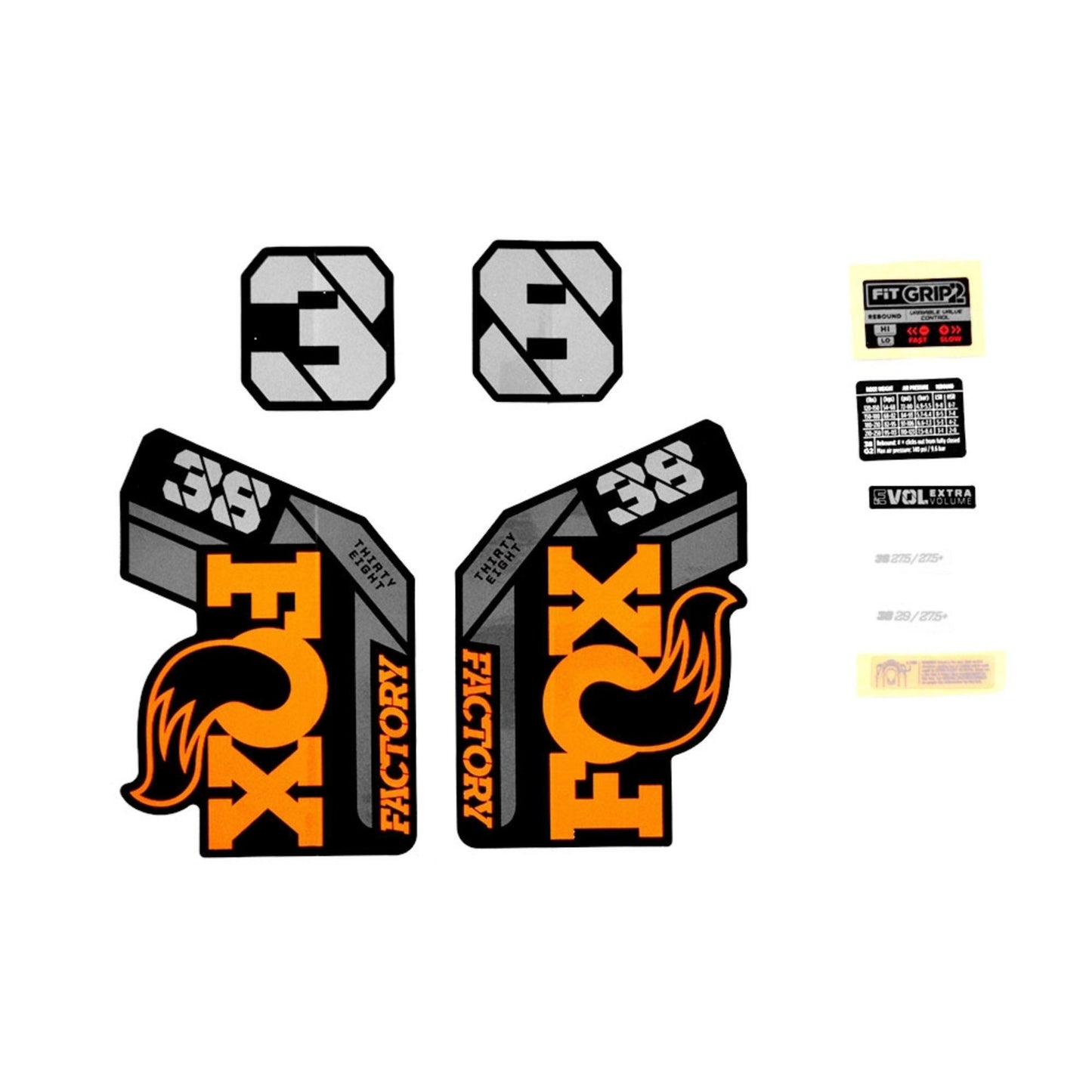 FOX Decal Kit-2021 38 F-S Orange Logo Shiny Black Fork-BRINK