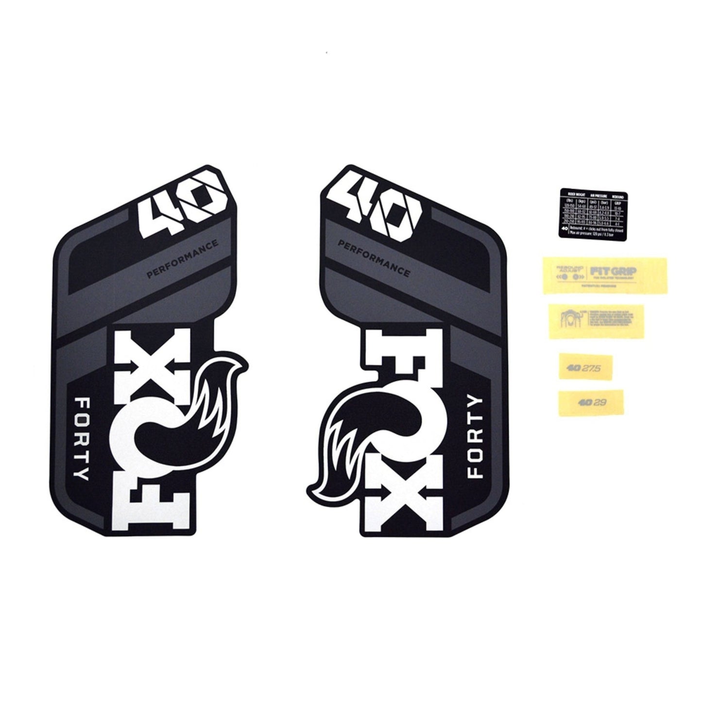FOX Decal Kit-2021 40 P-S Gray Logo Matte Black Fork-BRINK