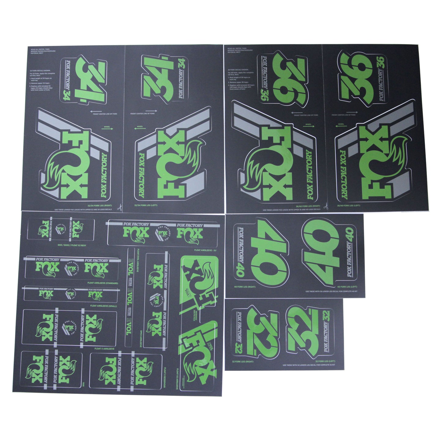 FOX Heritage Decals-2019 AM Heritage Fork and Shock Kit Green-BRINK