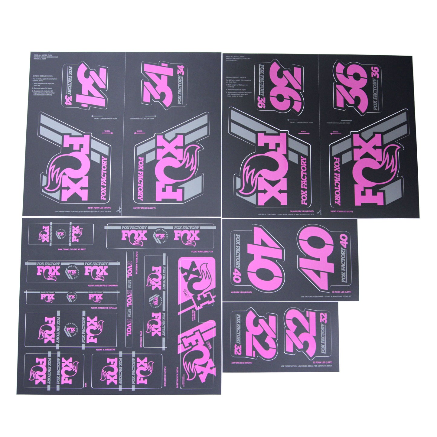 FOX Heritage Decals-2019 AM Heritage Fork and Shock Kit Pink-BRINK