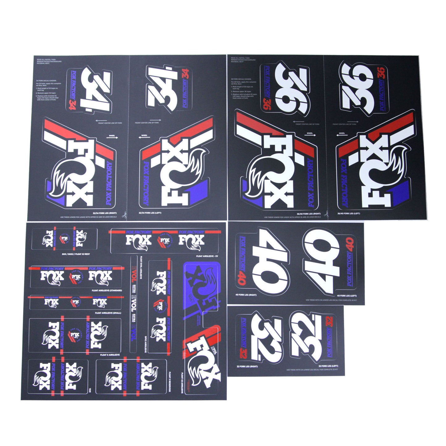 FOX Heritage Decals-2019 AM Heritage Fork and Shock Kit Red/White/Blue-BRINK