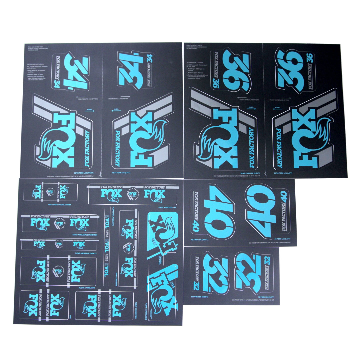 FOX Heritage Decals-2019 AM Heritage Fork and Shock Kit Turquoise-BRINK