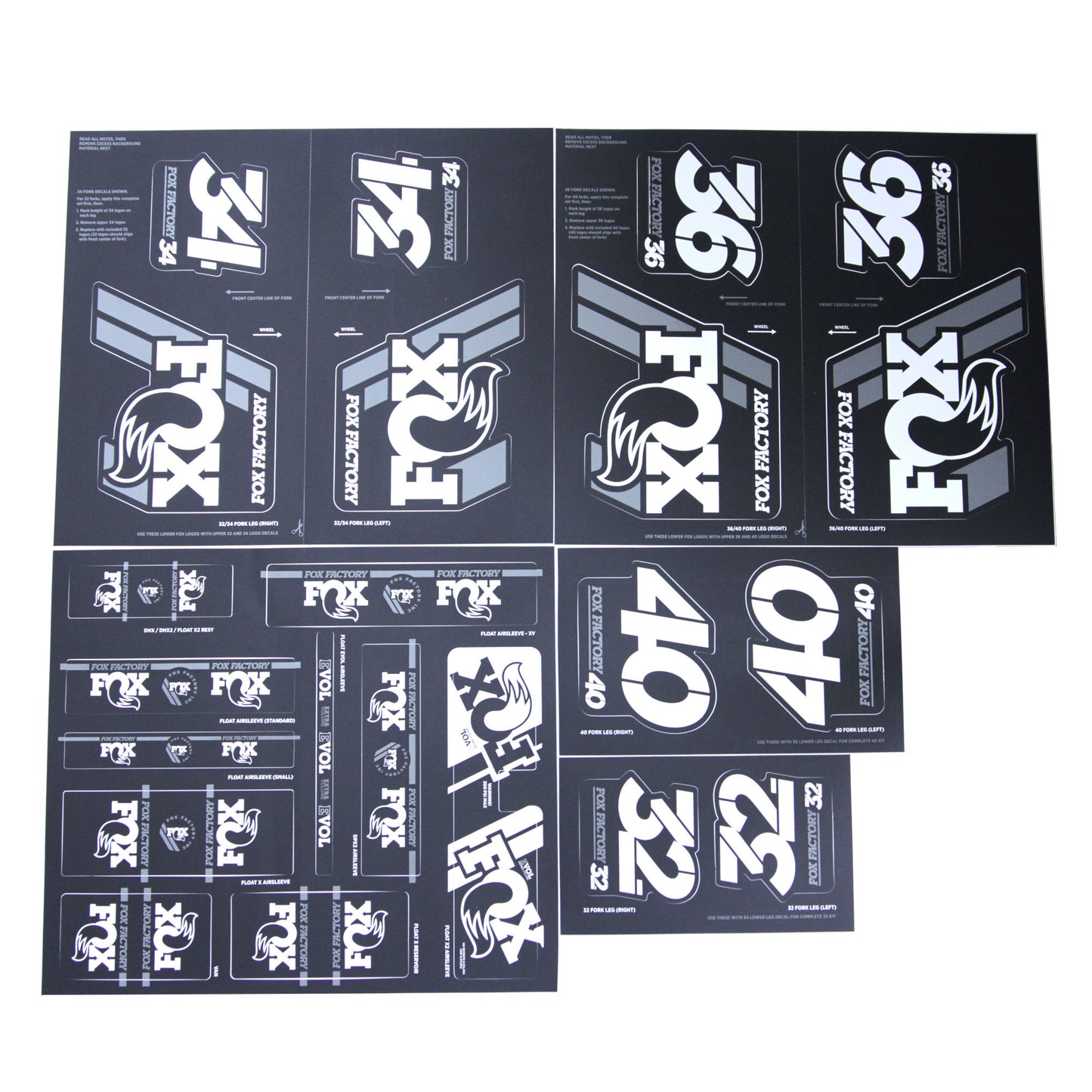 FOX Heritage Decals-2019 AM Heritage Fork and Shock Kit White-BRINK