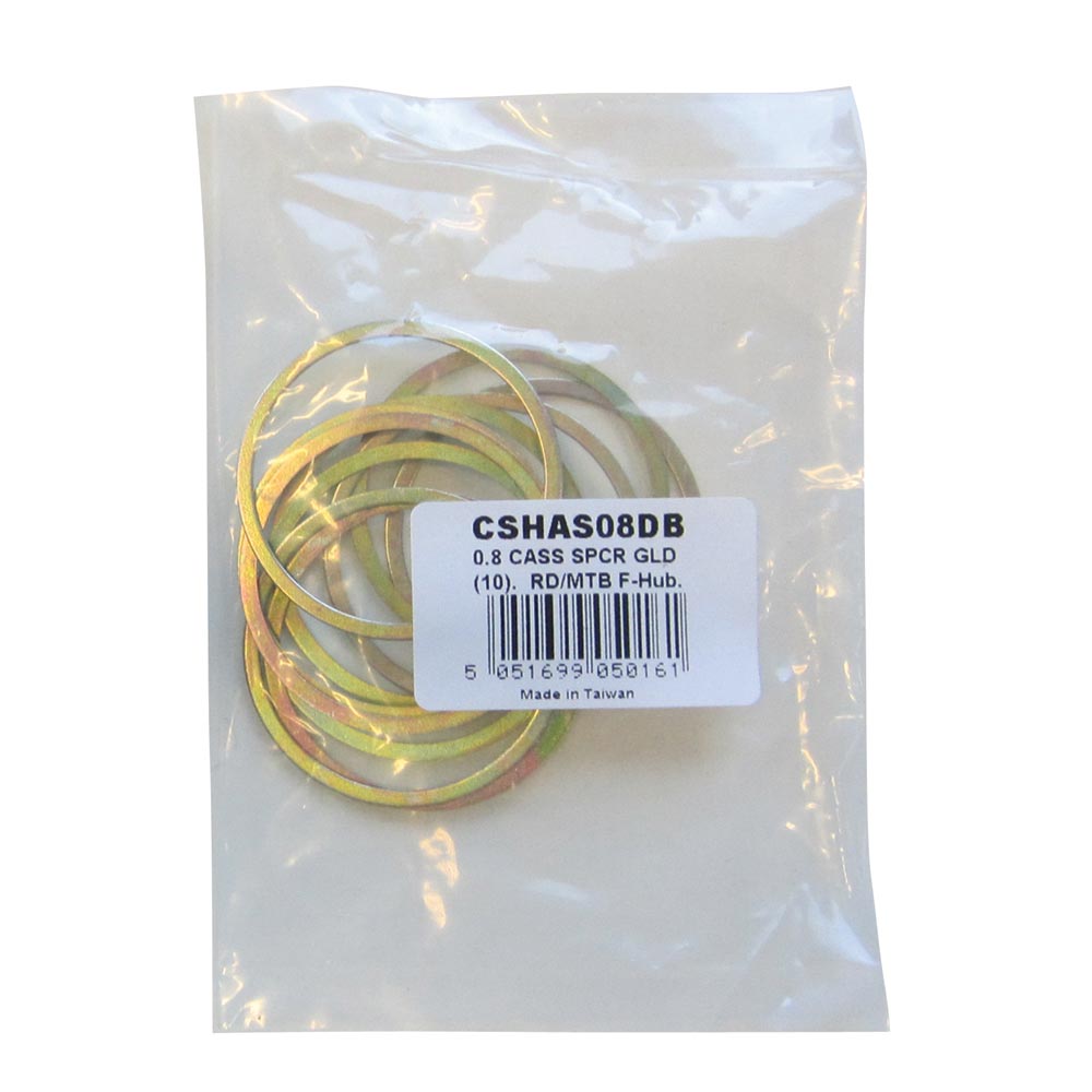 Halo Cassette Spacer x10 Workshop Pack-10 Speed-0.8mm Gold-BRINK