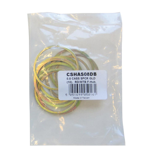 Halo Cassette Spacer x10 Workshop Pack-10 Speed-0.8mm Gold-BRINK