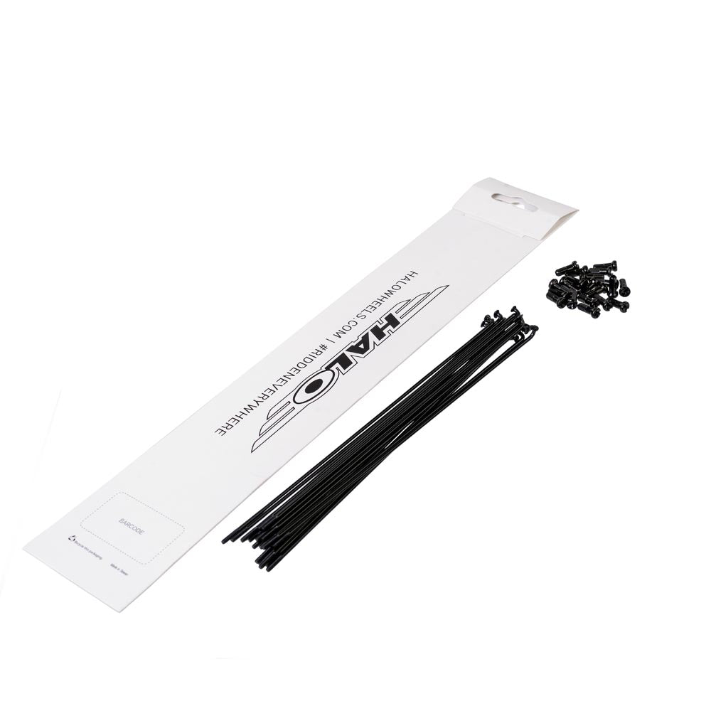 Halo Double Butted Spokes-168mm-Black-Double Butted-BRINK