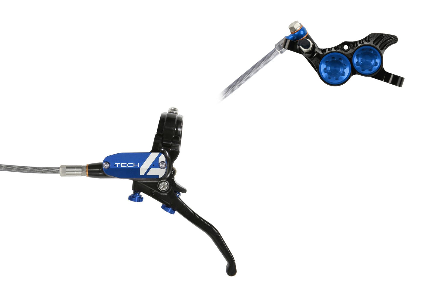 Hope Tech 4 V4 Disc Brake-Left-Black / Blue-Braided-BRINK