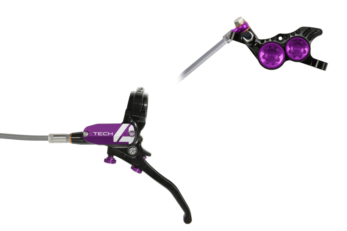 Hope Tech 4 V4 Disc Brake-Left-Black / Purple-Braided-BRINK