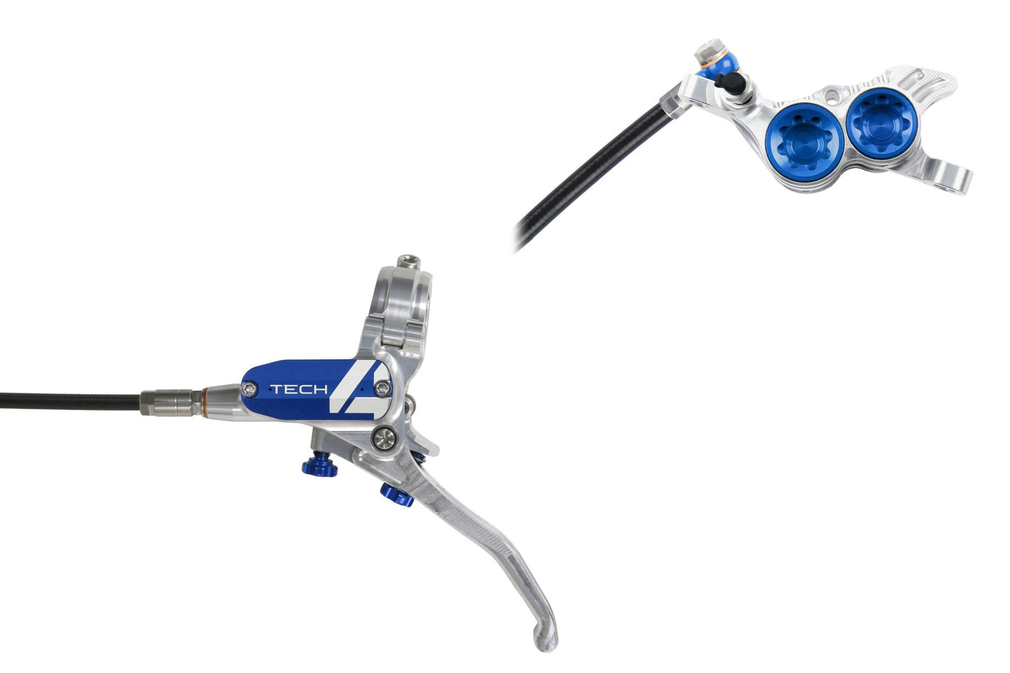 Hope Tech 4 V4 Disc Brake-Left-Silver / Blue-Standard-BRINK