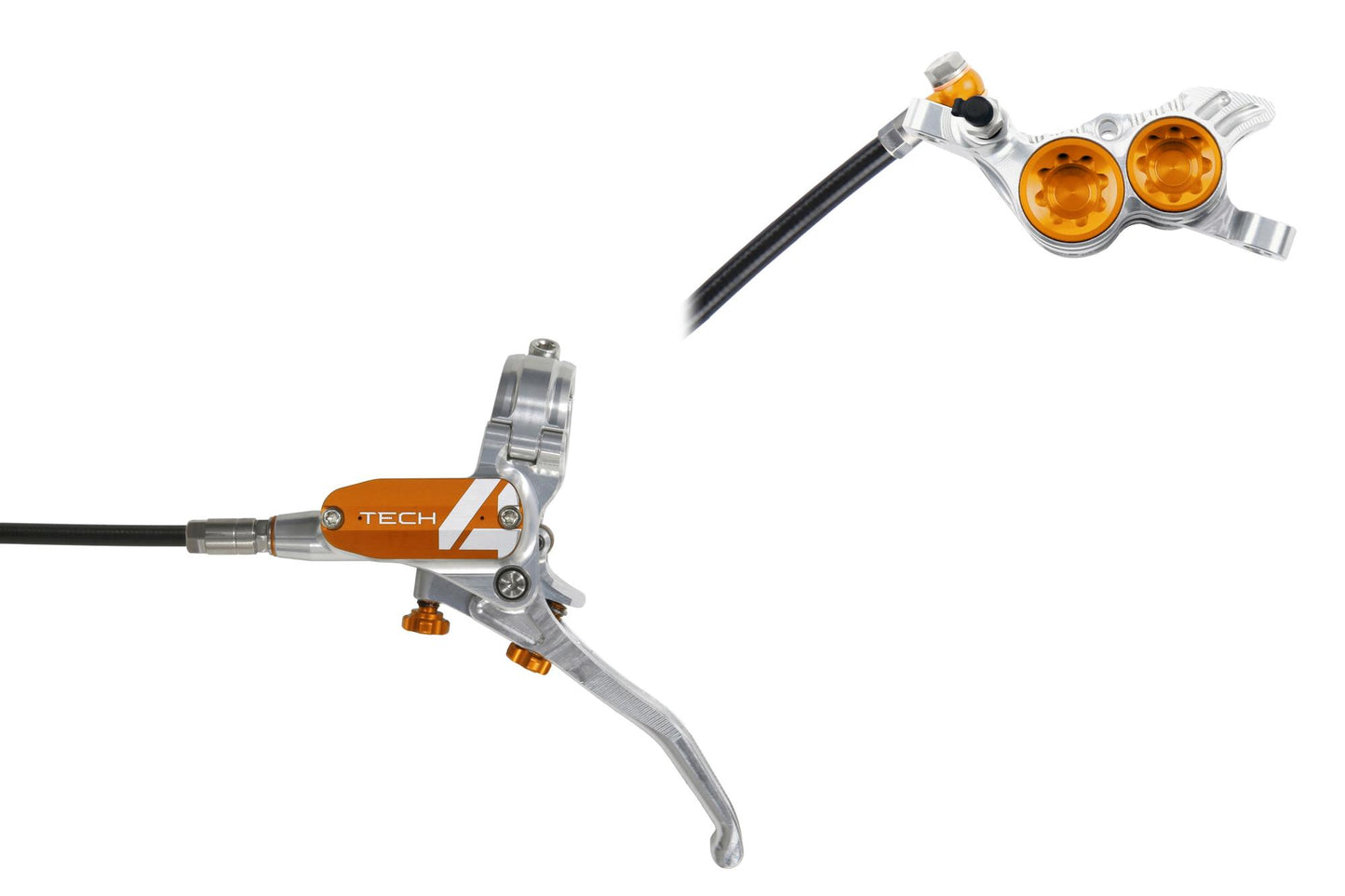 Hope Tech 4 V4 Disc Brake-Left-Silver / Orange-Standard-BRINK