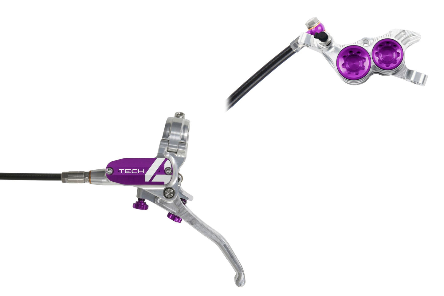 Hope Tech 4 V4 Disc Brake-Left-Silver / Purple-Standard-BRINK