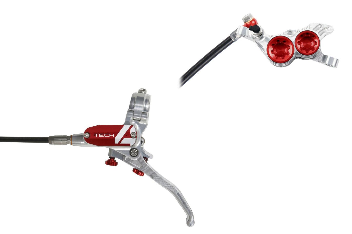 Hope Tech 4 V4 Disc Brake-Left-Silver / Red-Standard-BRINK