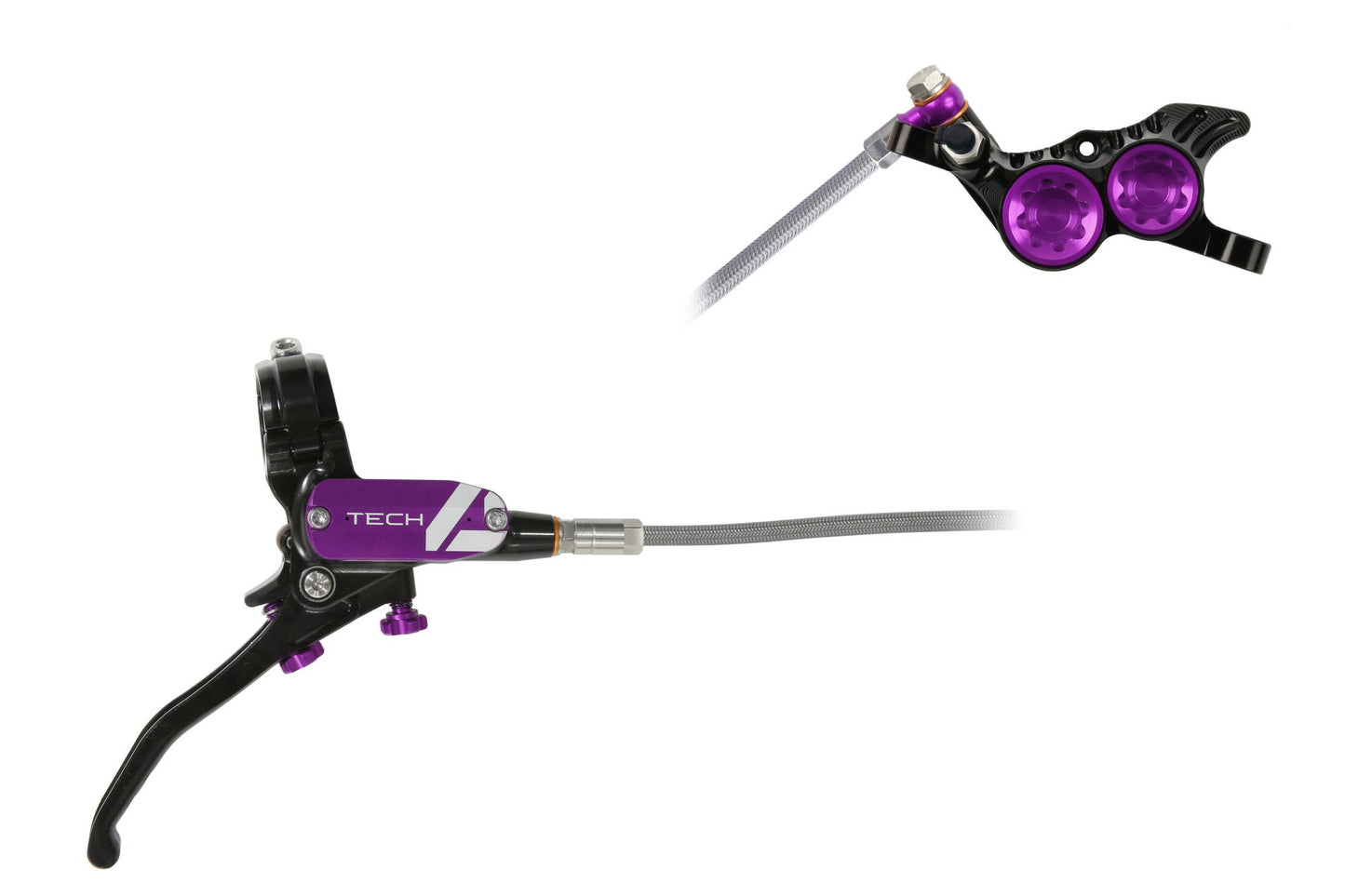 Hope Tech 4 V4 Disc Brake-Right-Black / Purple-Braided-BRINK