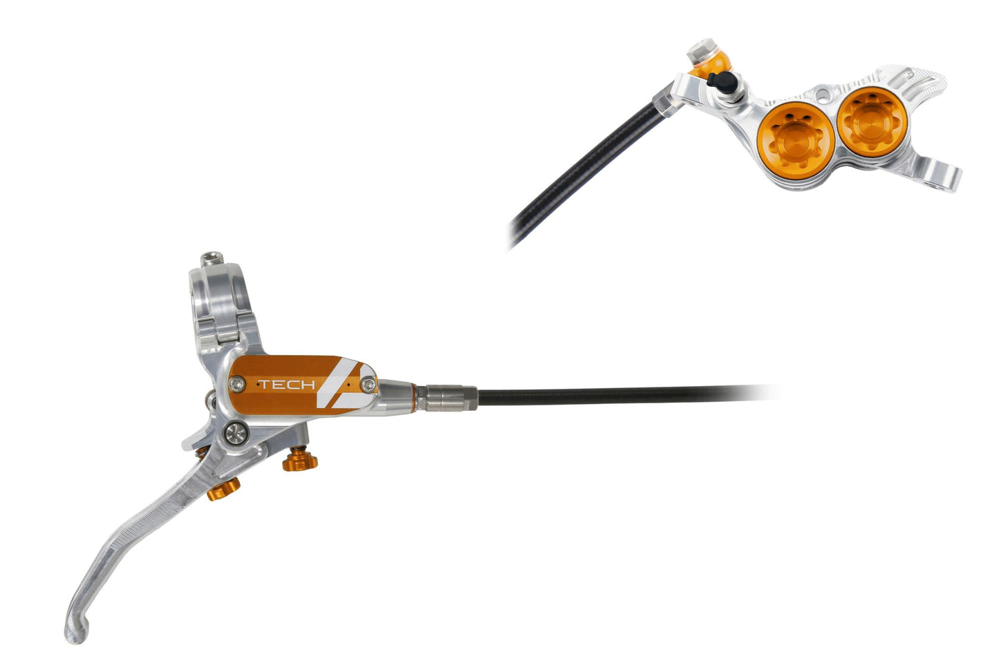 Hope Tech 4 V4 Disc Brake-Right-Silver / Orange-Standard-BRINK