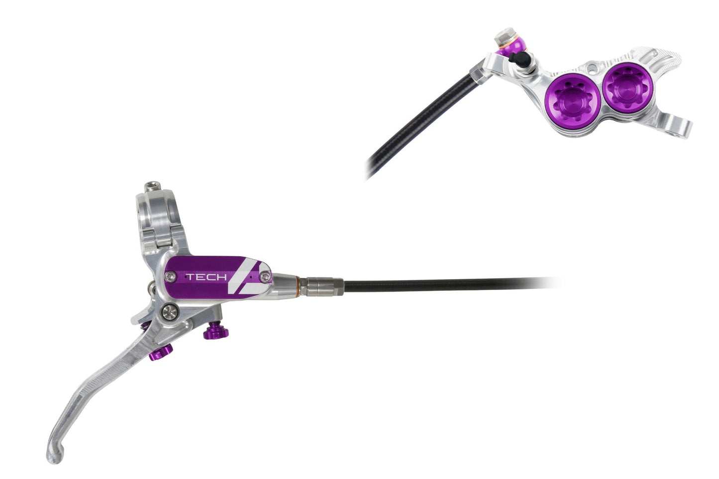 Hope Tech 4 V4 Disc Brake-Right-Silver / Purple-Standard-BRINK