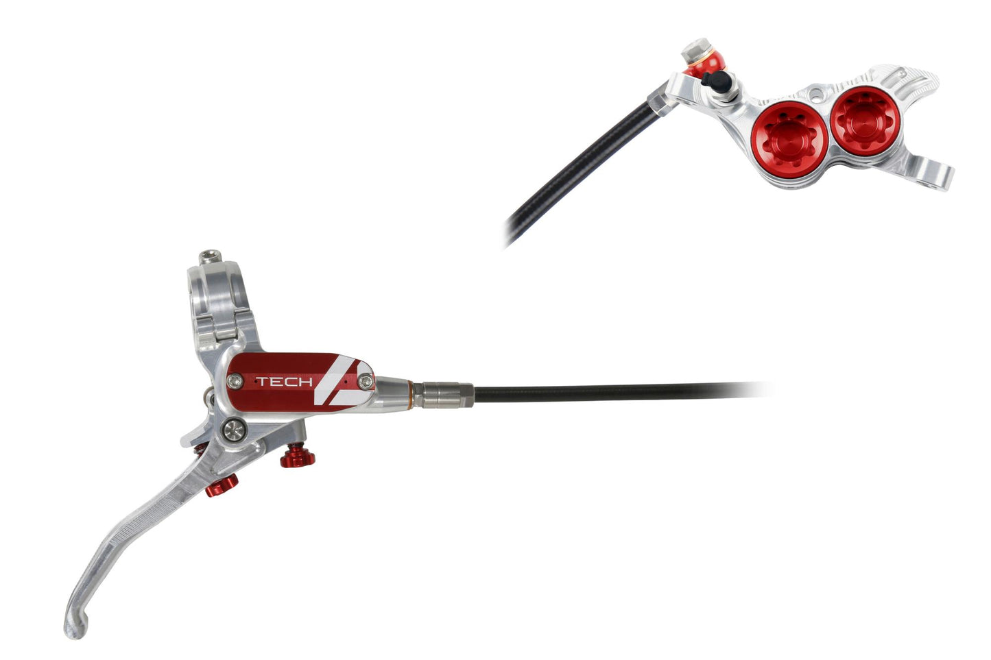 Hope Tech 4 V4 Disc Brake-Right-Silver / Red-Standard-BRINK