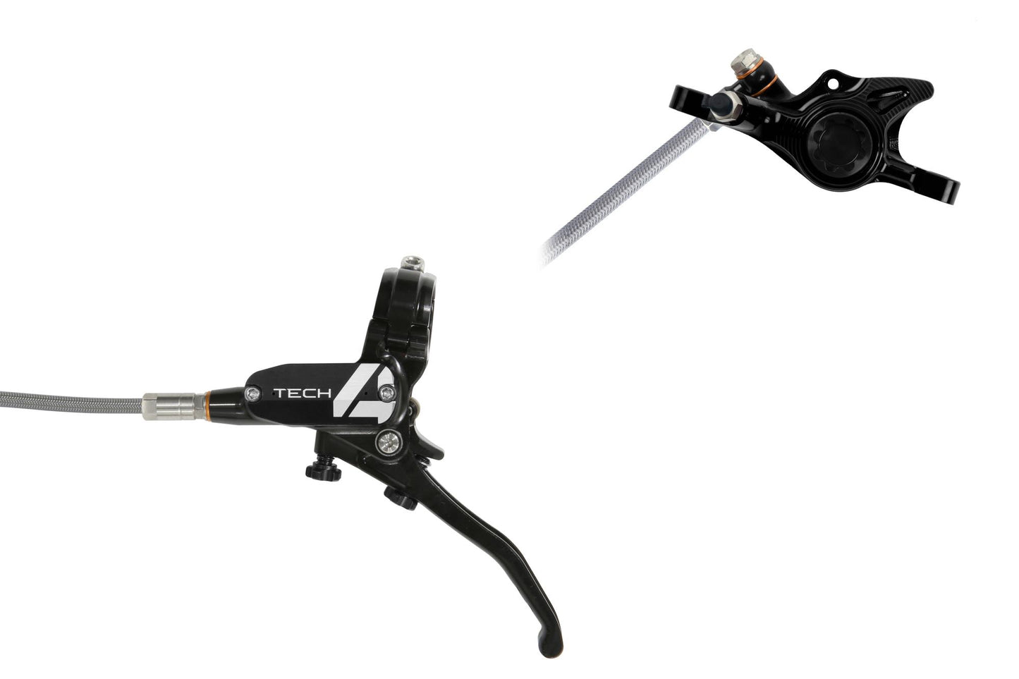 Hope Tech 4 X2 Disc Brake-Left-Black / Black-Braided-BRINK