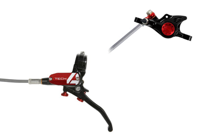 Hope Tech 4 X2 Disc Brake-Left-Black / Red-Braided-BRINK