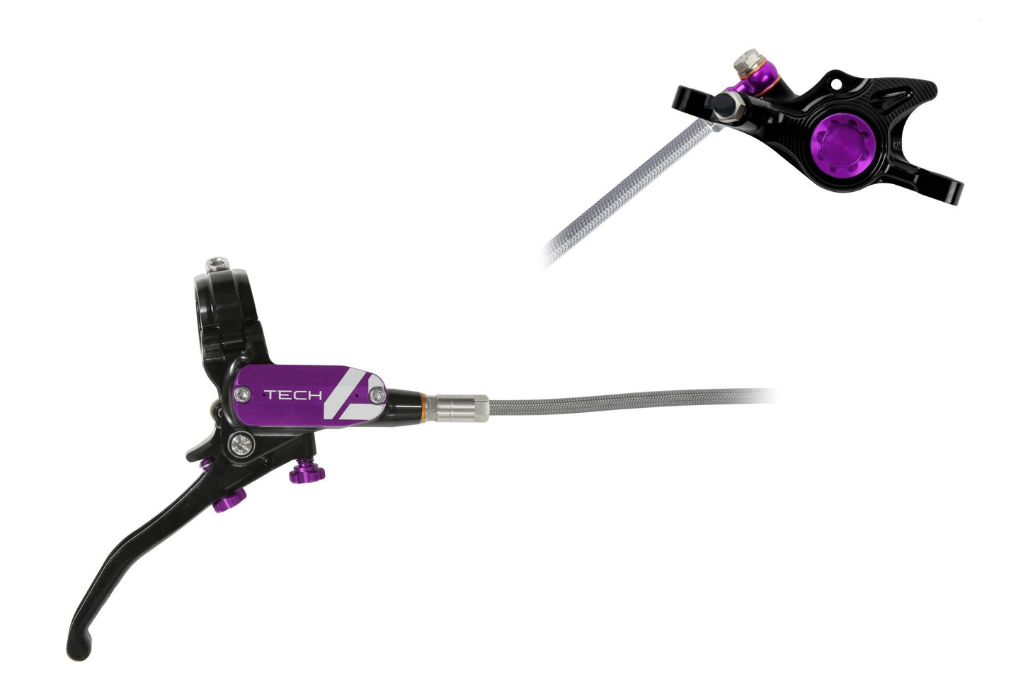 Hope Tech 4 X2 Disc Brake-Right-Black / Purple-Braided-BRINK