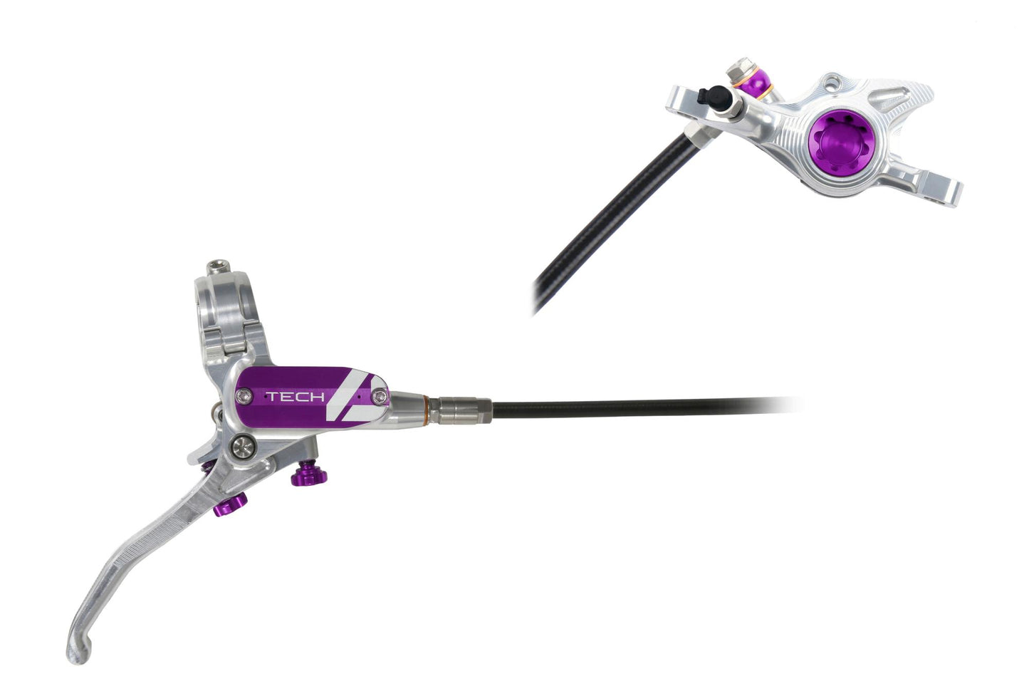 Hope Tech 4 X2 Disc Brake-Right-Silver / Purple-Standard-BRINK