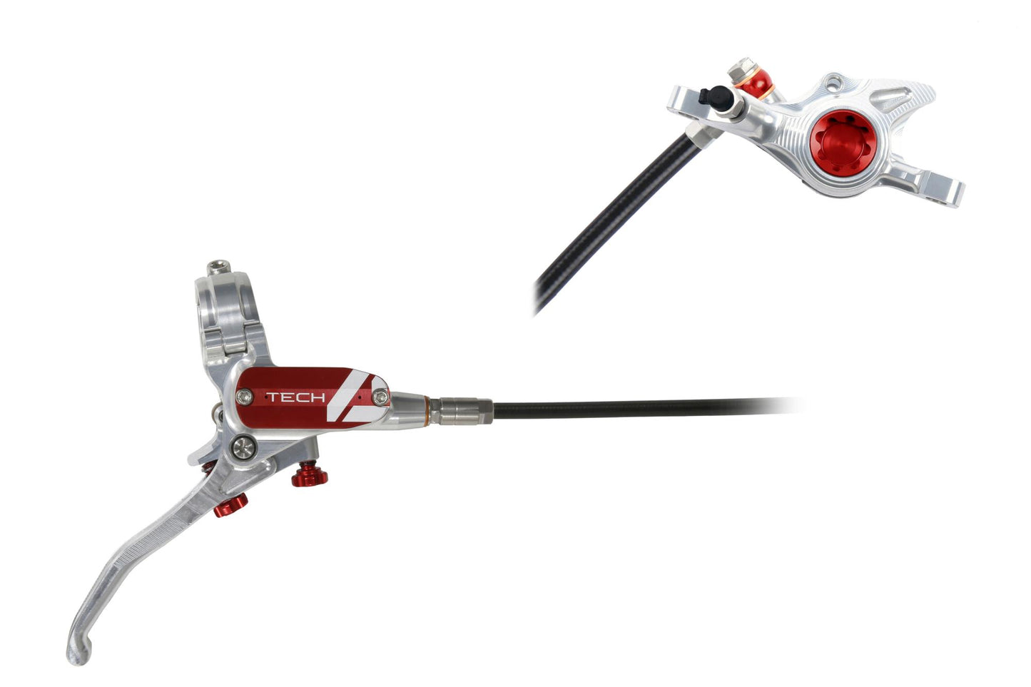 Hope Tech 4 X2 Disc Brake-Right-Silver / Red-Standard-BRINK