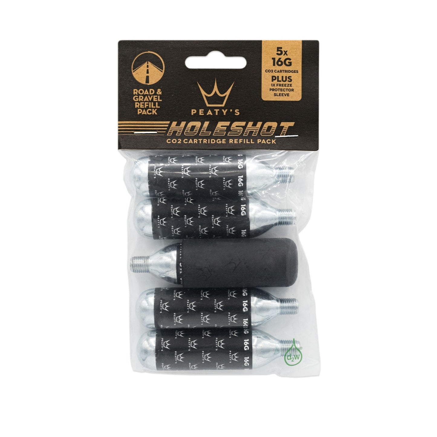 Peatys Holeshot CO2 Cartridge Refill Pack-Road / Gravel - 5 x 16g-BRINK