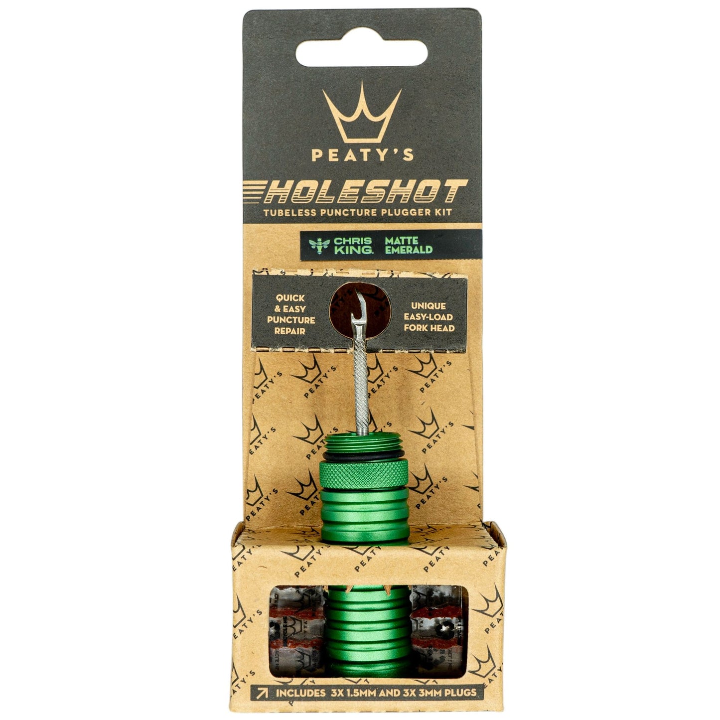 Peatys Holeshot Tubeless Puncture Plugger Kit-Emerald Green-BRINK