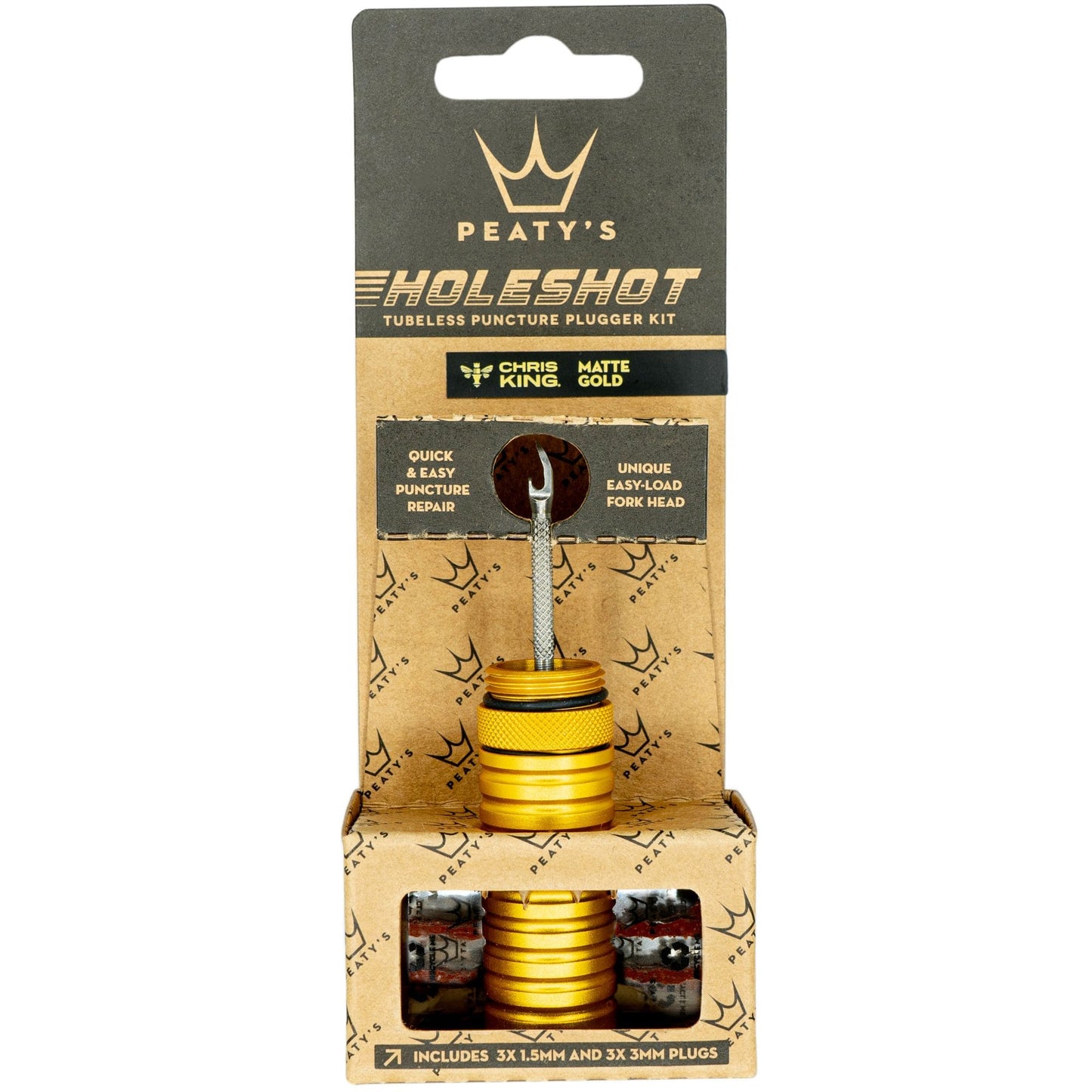 Peatys Holeshot Tubeless Puncture Plugger Kit-Gold-BRINK