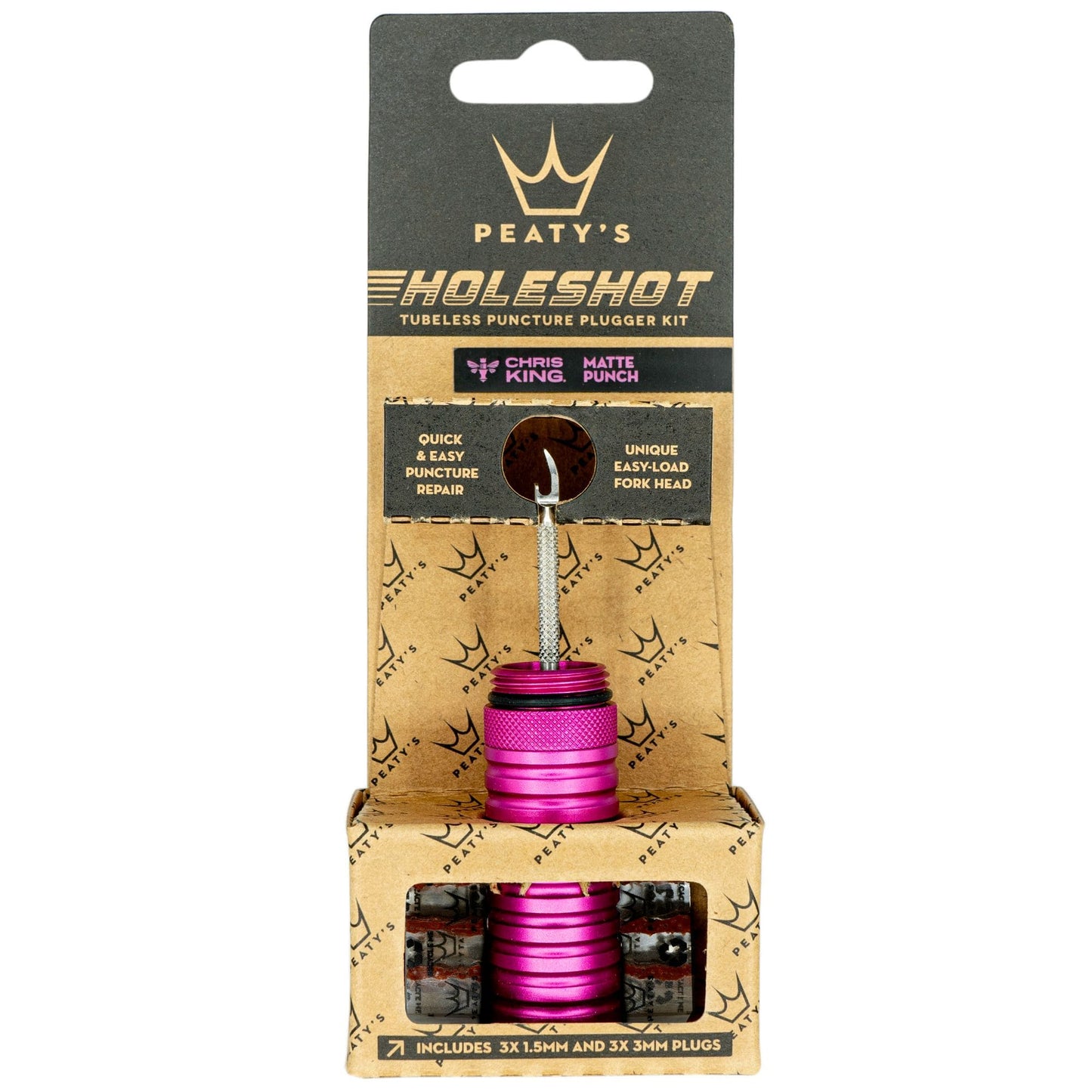 Peatys Holeshot Tubeless Puncture Plugger Kit-Punch Pink-BRINK