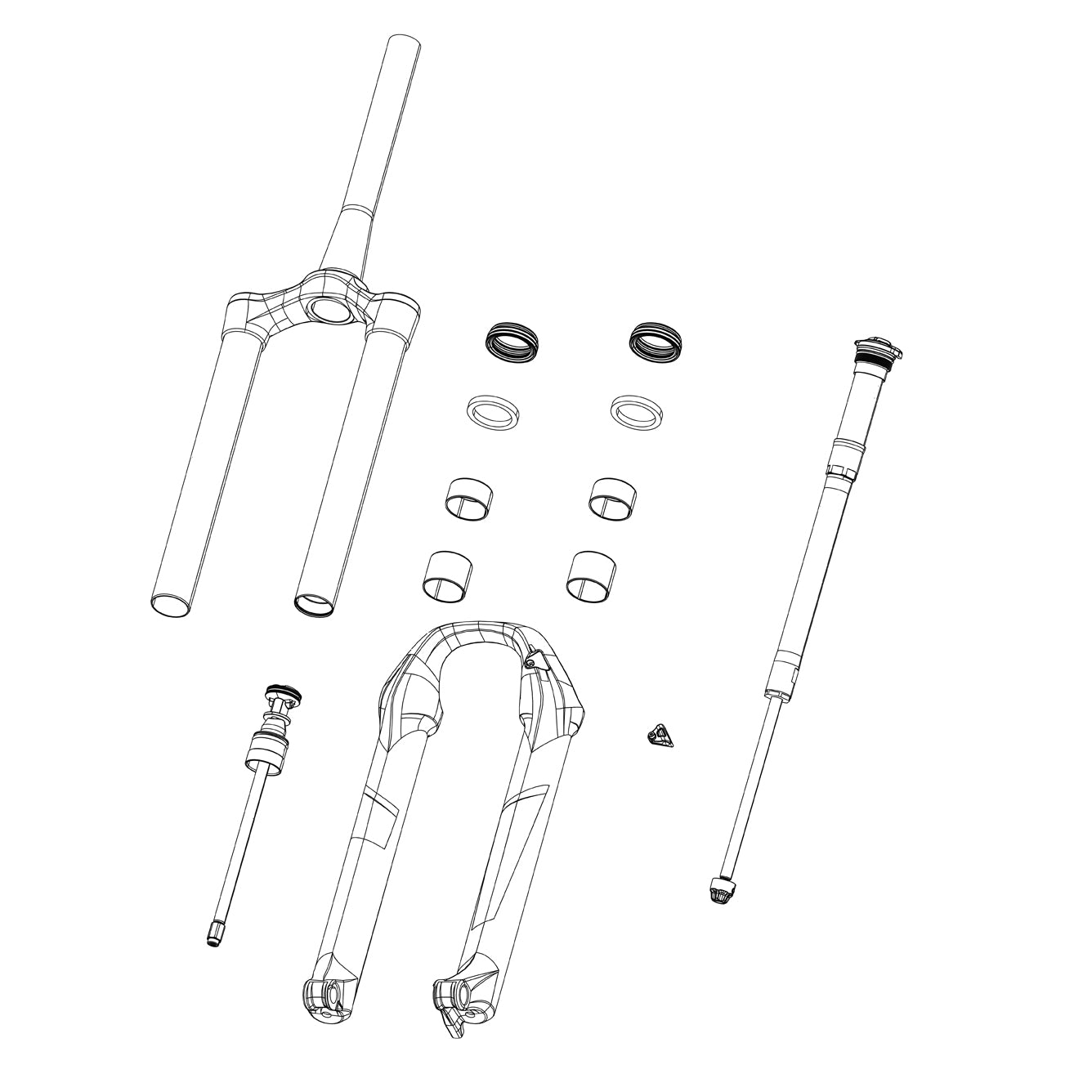 RockShox Fork Spare CSU-Debonair 27.5/29B 37 Off-Set Diffusion Black - Pike C1+ (2023+)-BRINK