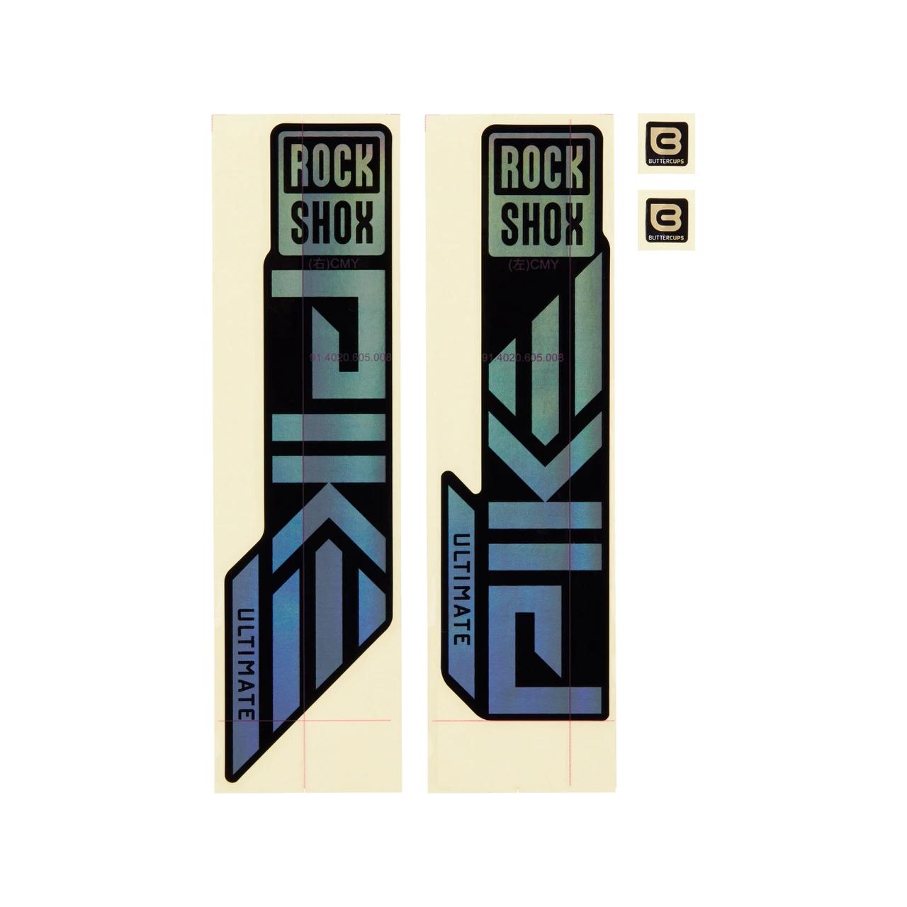 RockShox Fork Spare-Decal Kit - Pike Ultimate 27/29 Gloss Rainbow Foil For High Gloss Black (2023+)-BRINK
