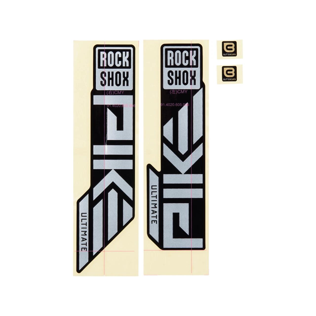 RockShox Fork Spare-Decal Kit - Pike Ultimate 27/29 Matte Silver Foil For High Gloss Black (2023+)-BRINK