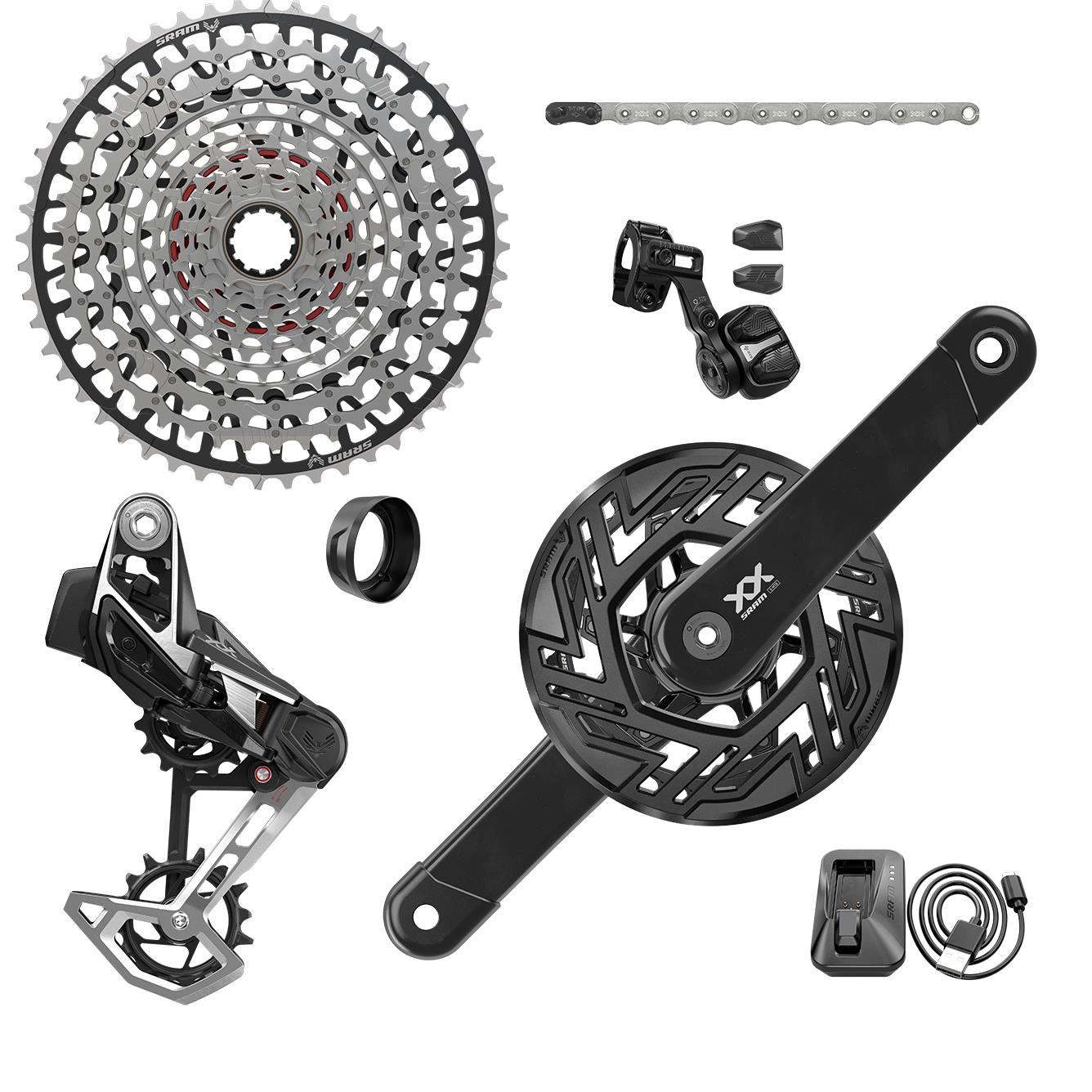 SRAM XX Eagle E-Bike Transmission AXS Groupset-104 BCD / Shimano-36t / 10-52t-Silver-BRINK