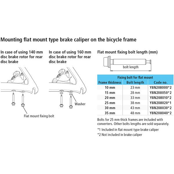 Shimano Flat mount calliper to flat mount frame fixing bolt C-10 mm frame 23 mm bolt-BRINK